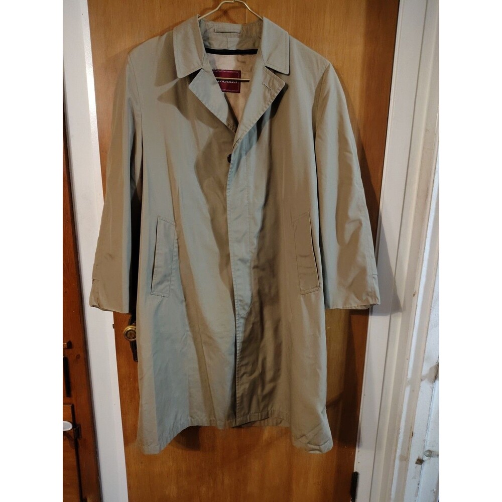Vintage Men's Gleneagles Khaki Tan Size 40R Trench Coat Zip Out Liner